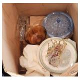 Vase Clear Glassware Lot Plates Avon Stem