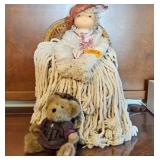 Mop Doll & Wicker Chair, Boyds Bear