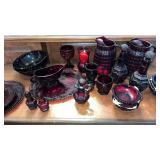 Avon Red Glassware Goblets Cups Bowls Plates