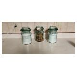 Green Glass Canister Set of 3 Tight Seal