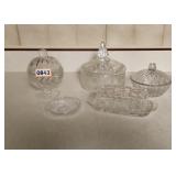 Clear Glass Lot Butter Dish Coaster Pedestal