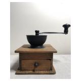 Antique Wood Cast Iron Coffee Grinder