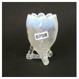 Northwood Opalescent White Twig Foot 6" Vase