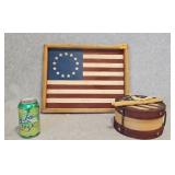 Wood Flag Drum Patriotic Decor