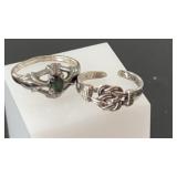 Womens Sterling Ring Black Stone and 925 Knot 2.9g