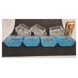 Daisy & Button Blue Glass Square Trinket Bowls