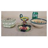 Japan Italy Pottery Bowls Candleholder