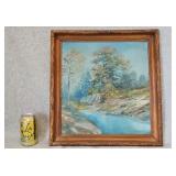 Framed Oil on Board Fall Painting