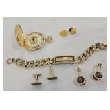 Embassy Pocket Watch ID Bracelet Cuff Links WC