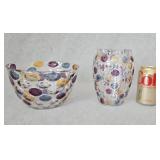 Art Glass Coin Dot Bowl Vase