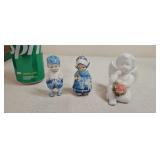 Delftware Dutch Girl Boy Figurines Moveable Heads