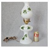 Hand Painted Ivy Milk Glass Lamp