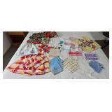 Vintage Napkins Tablecloths Aprons Lot
