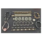 Unmarked Chunky Bracelet Lot Gold and Silvertone