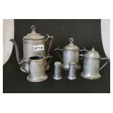 Sheffield Plate Pewter 503 Coffee Pot Cream Sugar