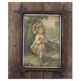 Victorian Framed Girl Sunbrella Print 15 x 19