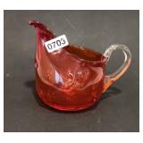 Bischoff Ruby Red Amberina 6" Tall Pinched Glass