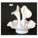 Fenton 3 Horn White Vase (Broken Base)