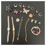 Costume Jewelry Watches Bracelets Rings Pins Lot