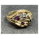 Womens Ring 10K Gold 6 Stones 5.2g
