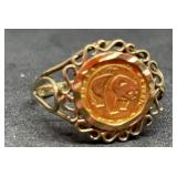 Womens Ring 10K Gold Asian Coin Panda 1.7g