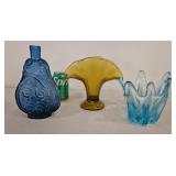 Blenko Fan Vase Scroll Flask Stretch Glass Vase