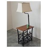 Wood Metal Lamp End Table