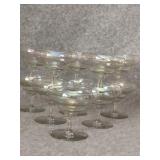 Iridescent Stemmed Champagne Glasses Lot 9