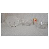 Canton Dew Drop Bowl Hobnail Tray Cut Glass Bowl