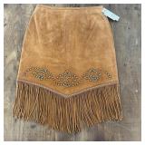 Cripple Creek Leather Studded Fringed Skirt Size