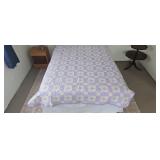 Lavender & Floral Hand Stitched Quilt 90" x 71"