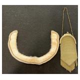 Rabbit Fur Collar and Mesh Victorian Change Purse