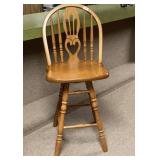 Oak Swivel Bar Stool W18 H43 D24