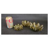 Amber Pinched Glass Nesting Bowls Trinket Dish