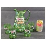 Victorian Hand Painted Lemonade Pitcher Glasses