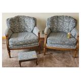 Pair of Upholstered Chairs Stool