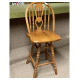 Oak Swivel Bar Stool W18 H43 D24