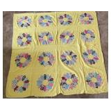 Hand Pieced Quilt Top 66ï¿½ Square Yellow