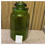 L.E. Smith Green Apothecary Jar