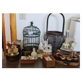 Wire Basket Figurines Bronzed Baby Shoes