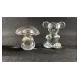 Crystal Paperweight Mushroom Teddy Bear Hand Made