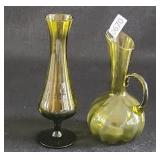 Glass Olive Green Avocado Vases