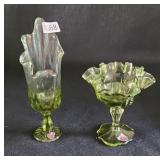 Fenton Ruffled Swung Avocado Glass Lot