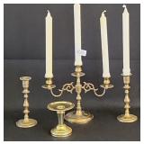 Brass Candlestick Holders  1 Gold Metal