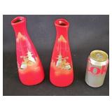 Red Lacquered Japanese Vases