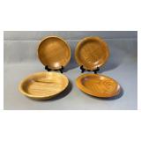 Hand Turned Wooden Bowl and Plate Lot Oak Cedar