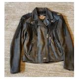 Harley Davidson Leather Fringed Womens Coat Size