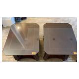 End Table Pair 27 x 23 x 23 Glass Top