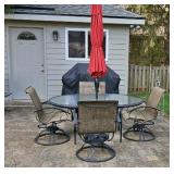 Glass Top Patio Table w 4 Chairs &