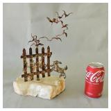 Bijan Bronze Copper Metal Sculpture Dog Chasing